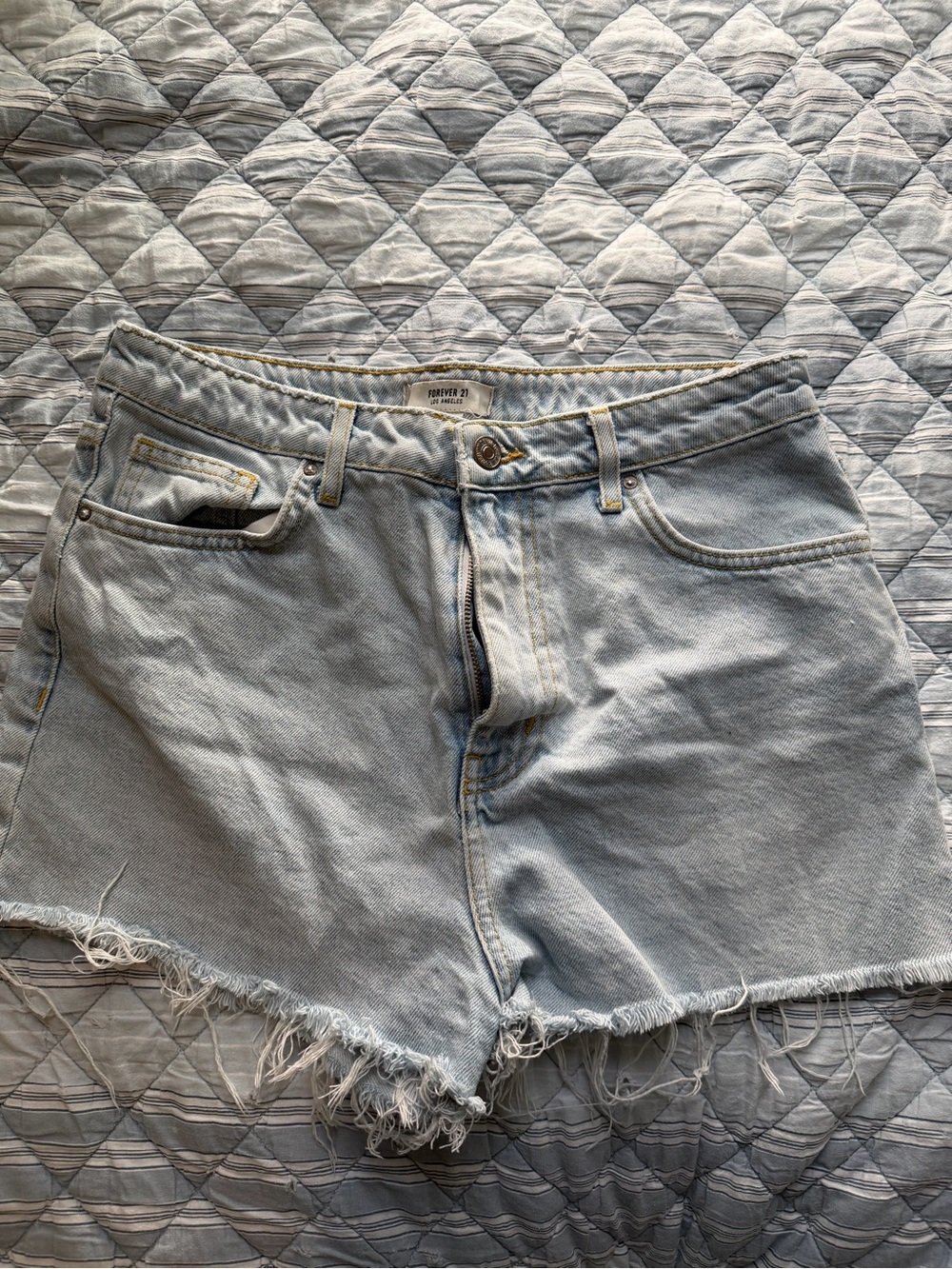Forever 21 Light Blue Distressed Denim Cutoff Shorts